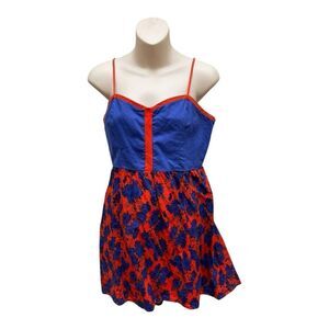 COPE Blue and Red Floral Dress Open Back Size M